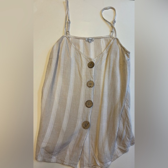 Kismet Ivory Wooden Button Front Linen Blend Casual Camisole Women's size Small - Picture 2 of 7